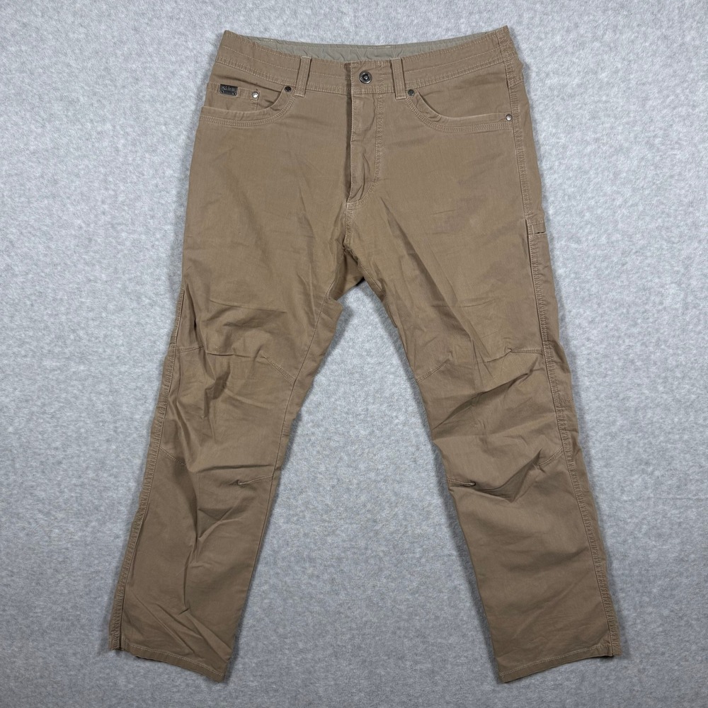 Kuhl Revolvr Patina Dye Tapered Pants Mens Tan Brown Khaki 34x30 (Fits 34x27)